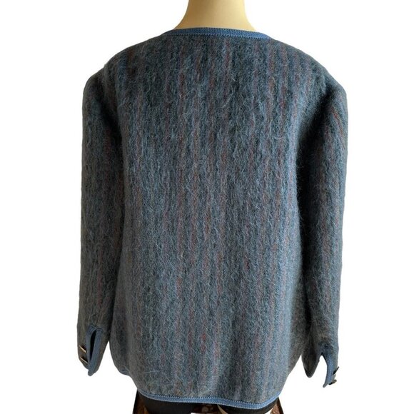Rannoch Design Blazer Jacket Gray Blue Wool Mohair Open Front‎ 14 VTG Scotland - Picture 5 of 12